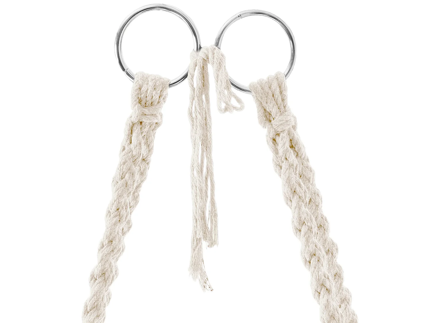 Fauteuil suspendu à franges avec coussin de siège macramé balançoire beige coton