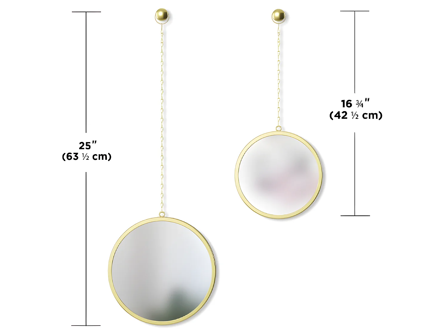 Jeu de 3 miroirs ronds suspendus métal doré Dima
