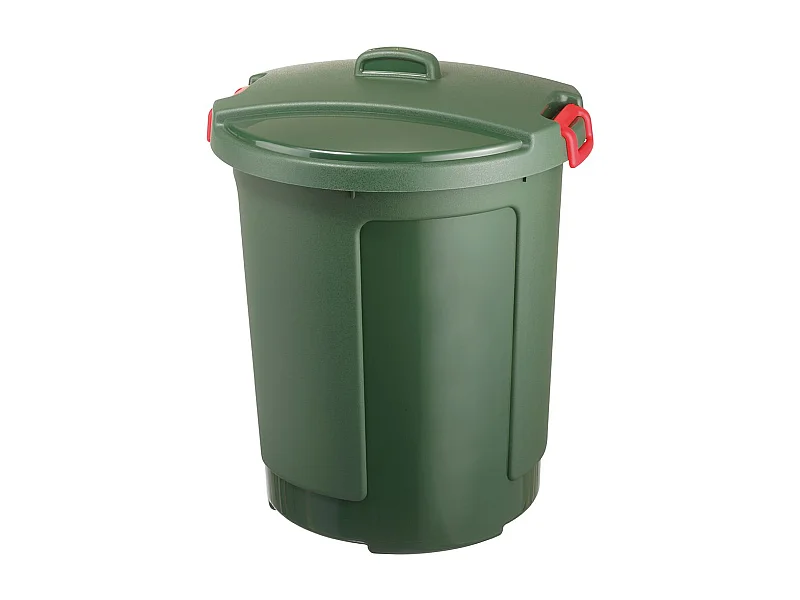 Poubelle de jardin couvercle et poignées 75 L Megano Vert- plastique