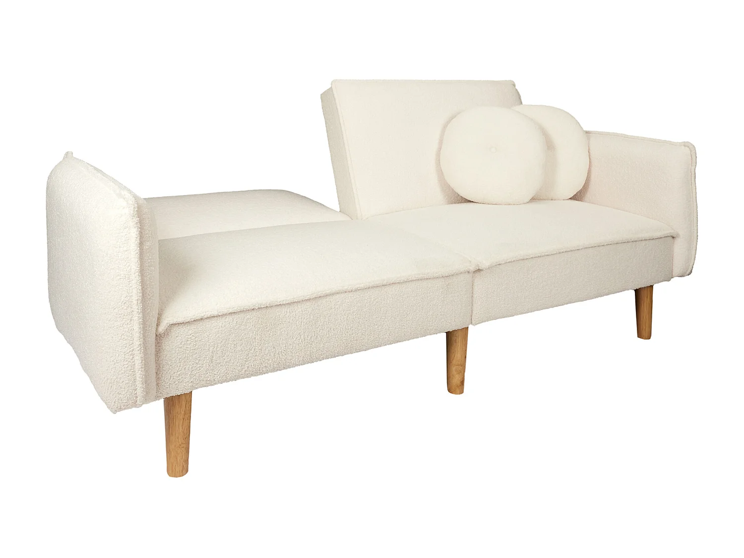 Canapé convertible tissu bouclette blanc - L198 cm - CLOUD