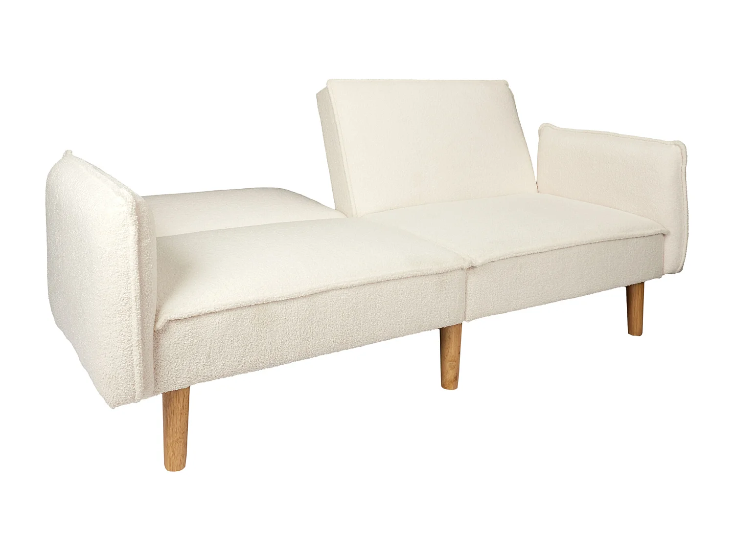 Canapé convertible tissu bouclette blanc - L198 cm - CLOUD