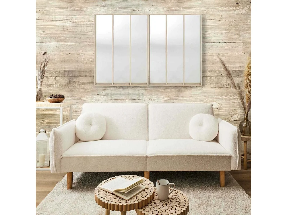 Canapé convertible tissu bouclette blanc - L198 cm - CLOUD