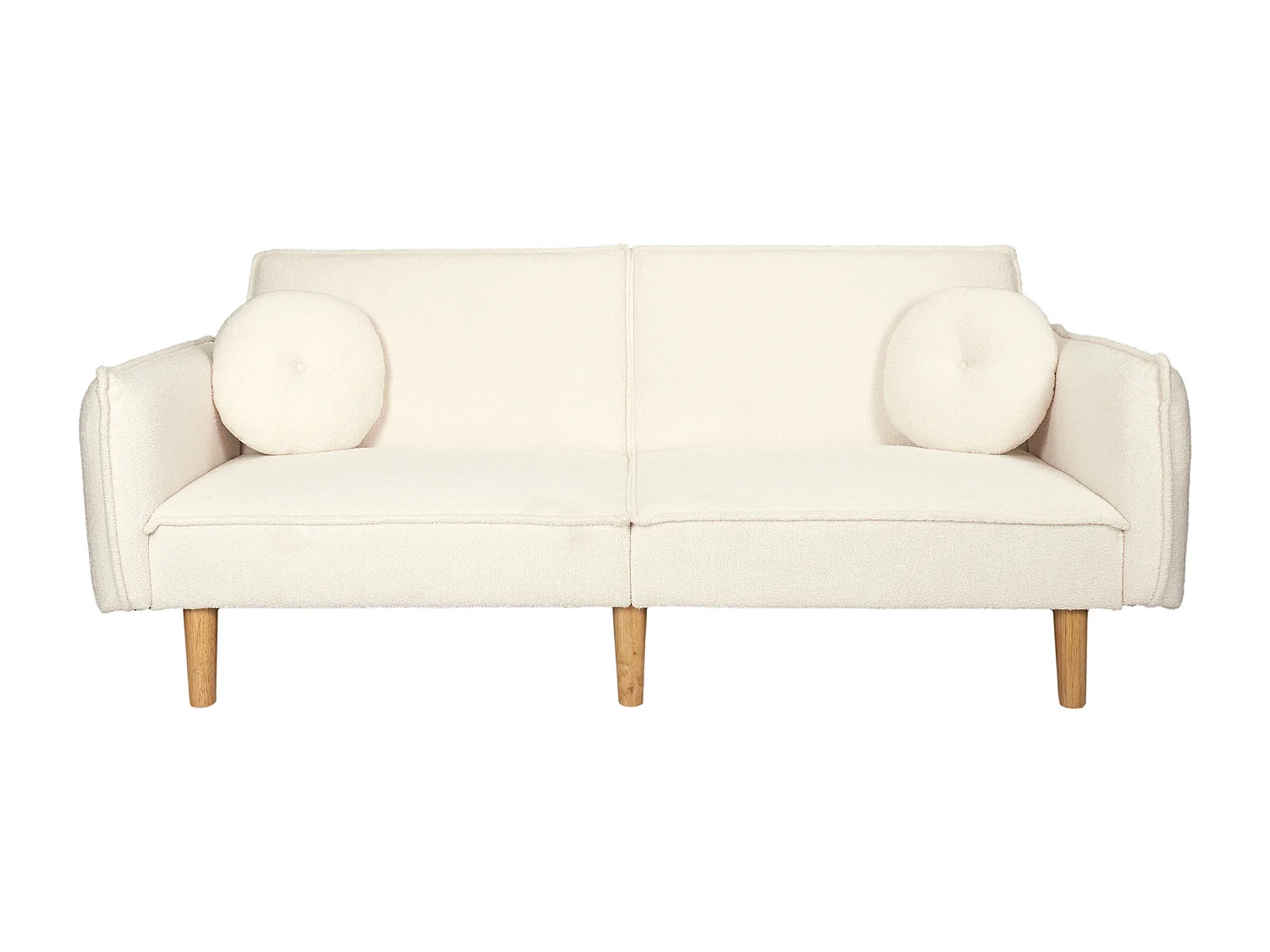 Canapé convertible tissu bouclette blanc - L198 cm - CLOUD