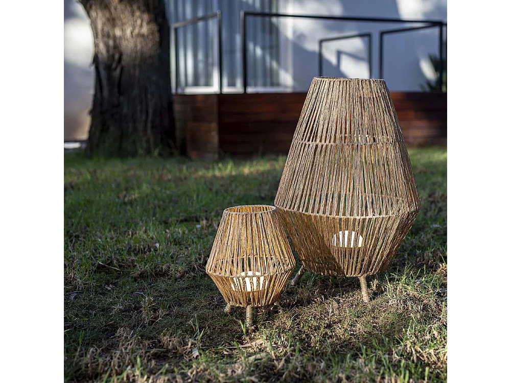 Lampe de jardin en jute Sisine 70 cm Batterie rechargeable