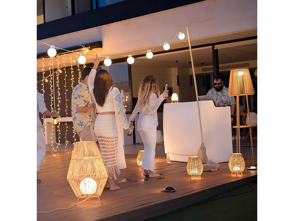 Lampe de jardin en jute Sisine 70 cm Batterie rechargeable