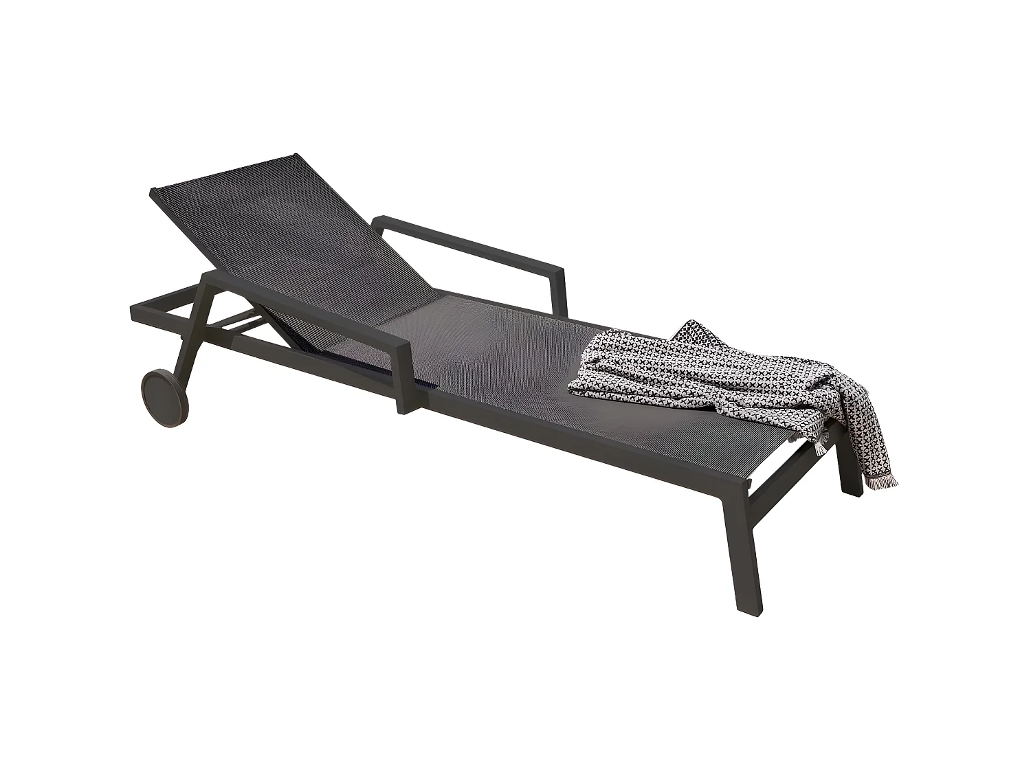 Bain de Soleil Multi-Positions "Ibiza" 210cm Gris Anthracite