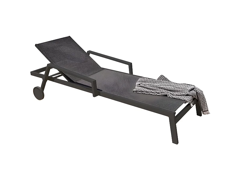 Bain de Soleil Multi-Positions "Ibiza" 210cm Gris Anthracite