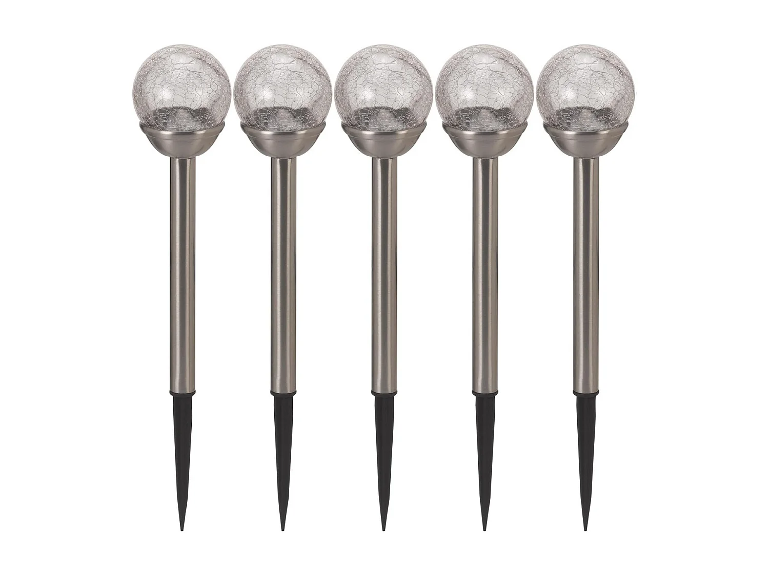 Lot de 5 balises en verre craquelé Globe couleurs changeantes