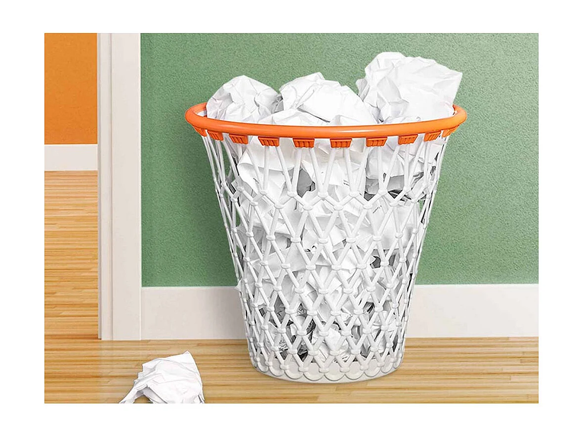 Corbeille à Papier "Basketball" 32cm Blanc