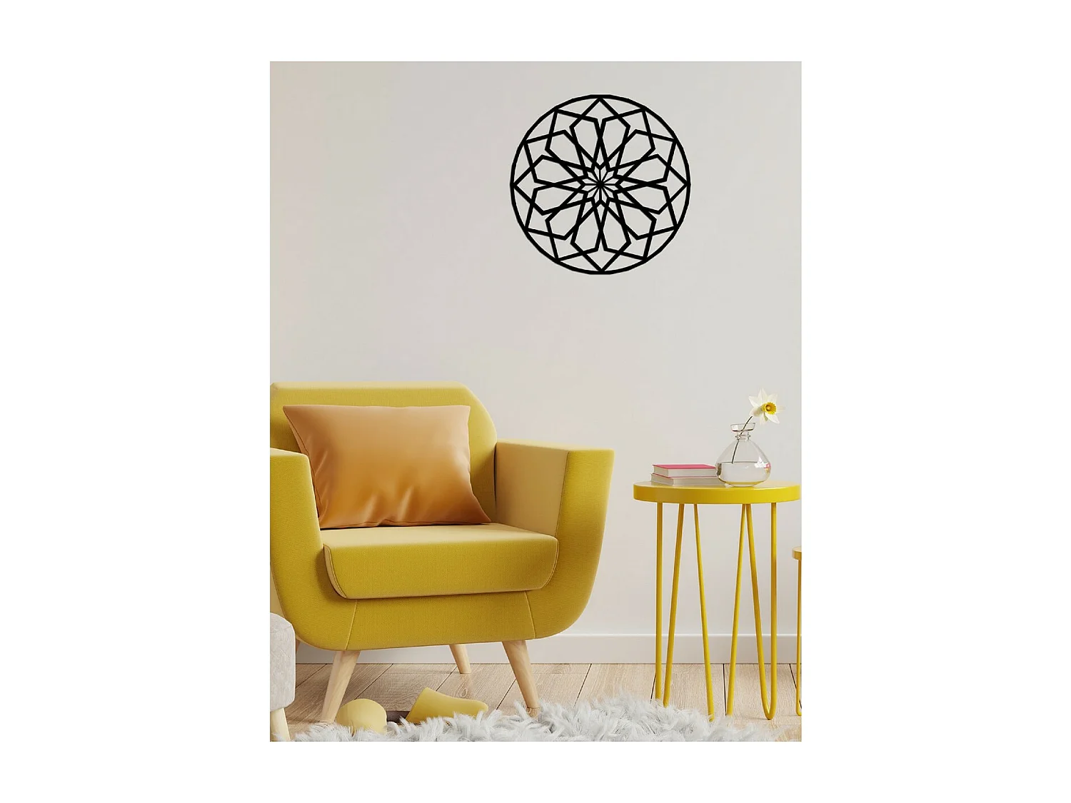 Décoration en Métal Fleur 2, Noir, 50x3x50 cm, EPIKASA