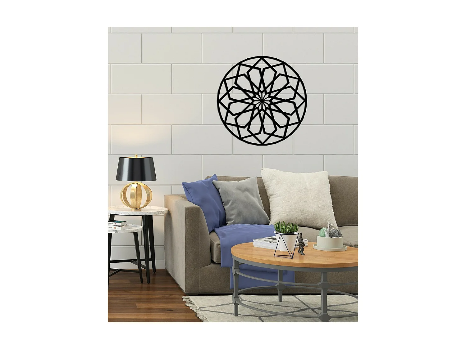 Décoration en Métal Fleur 2, Noir, 50x3x50 cm, EPIKASA