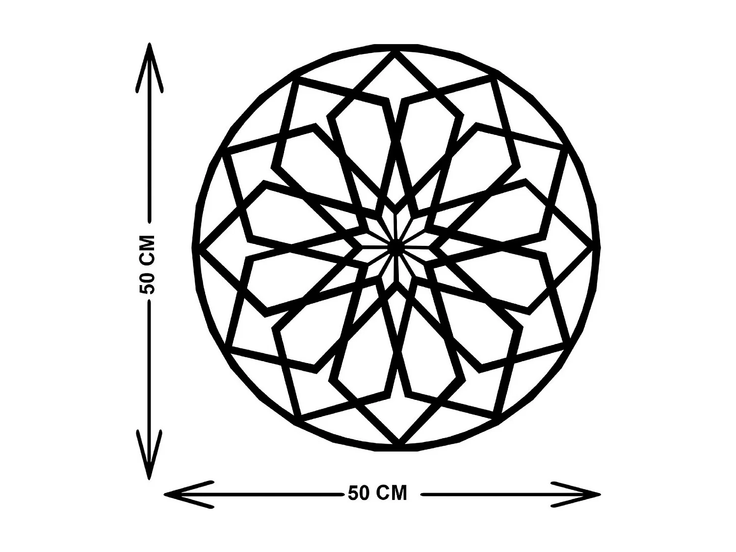Décoration en Métal Fleur 2, Noir, 50x3x50 cm, EPIKASA