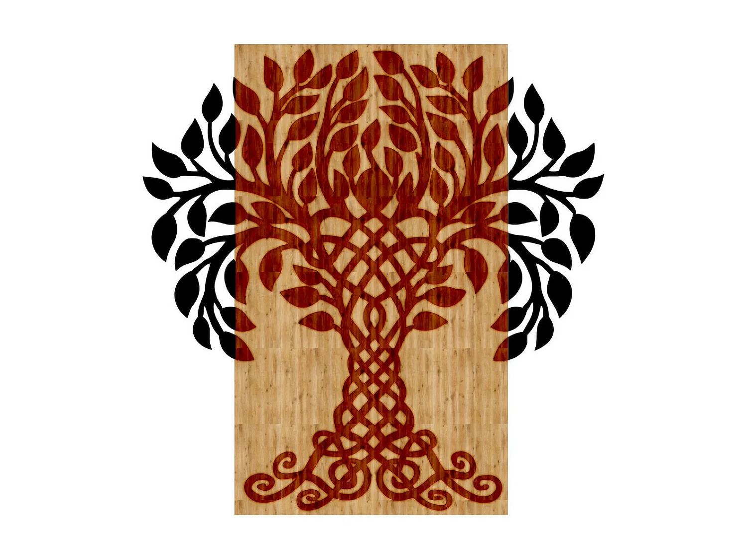 Metalen en Houten Decoratie Boom 2 - Hout - 50x1,8x50 cm - EPIKASA