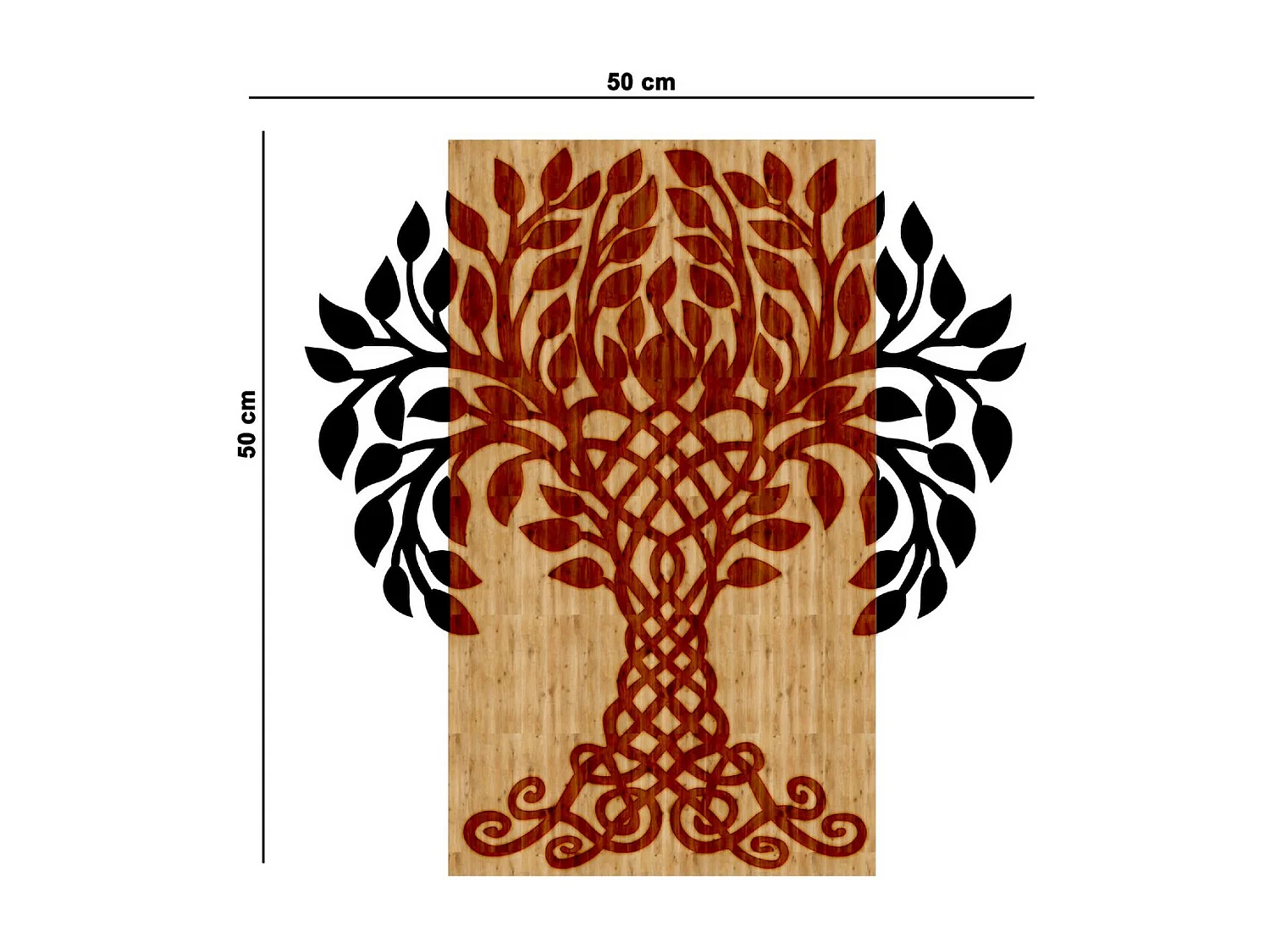 Metalen en Houten Decoratie Boom 2 - Hout - 50x1,8x50 cm - EPIKASA