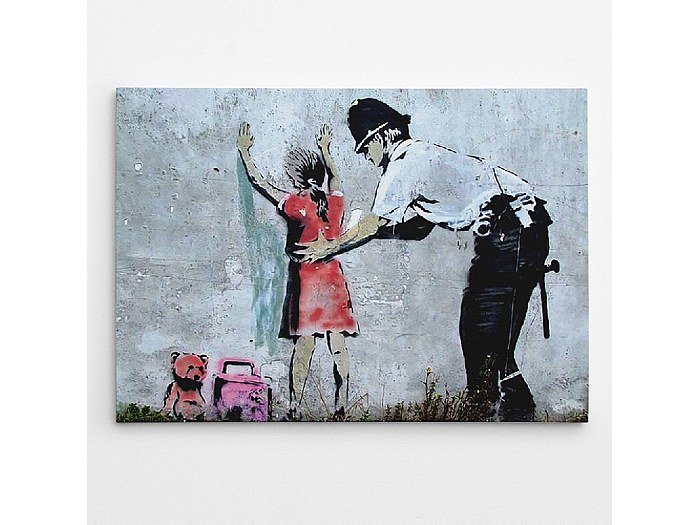 Toile de Banksy, affiche encadrée Homme attendant avec des fleurs
