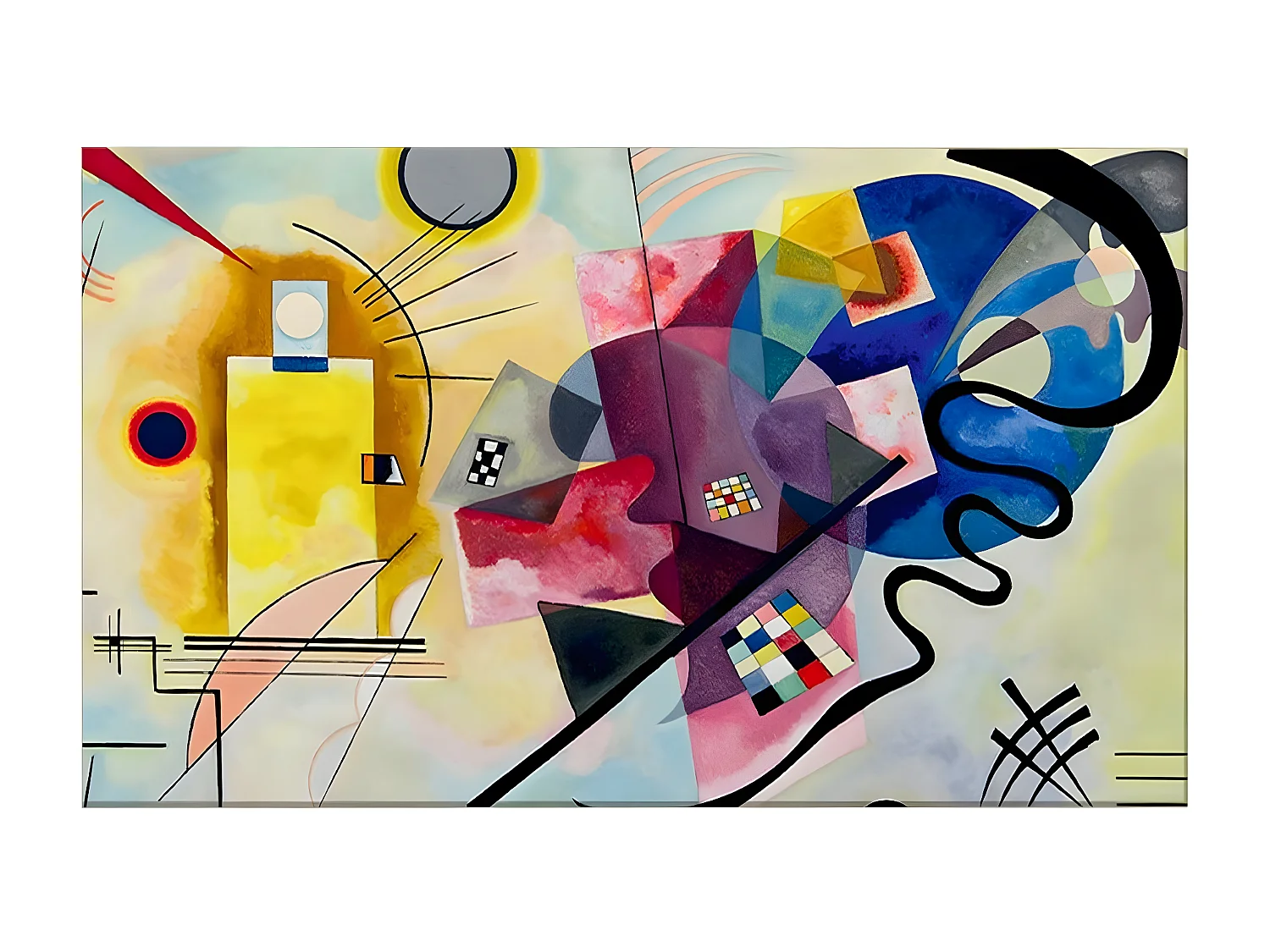Impression sur Toile Kandinsky Jaune, rouge, bleu, Multicouleur, 100x3x70 cm, DESIGN MANIA
