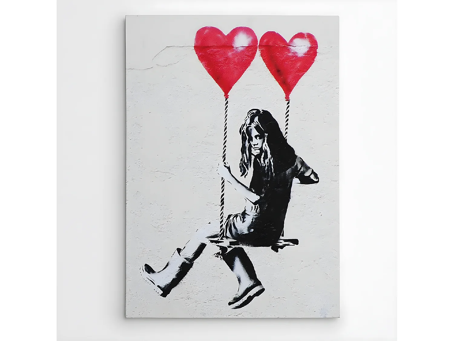 Impression sur Toile Banksy La Fille sur la Palançoire, Rouge, 70x3x100 cm, EPIKASA