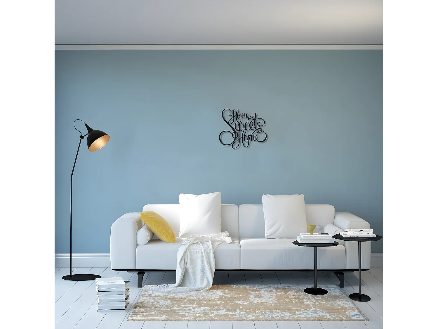 Décoration en Métal Home Sweet Home, Noir, 50x0,16x42 cm, EPIKASA