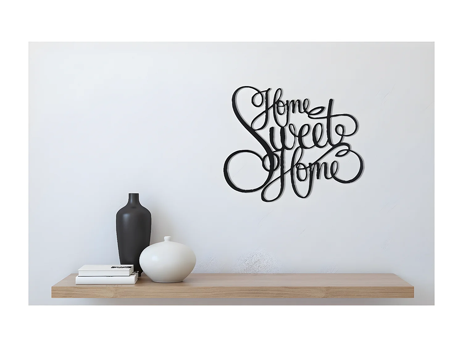 Décoration en Métal Home Sweet Home, Noir, 50x0,16x42 cm, EPIKASA