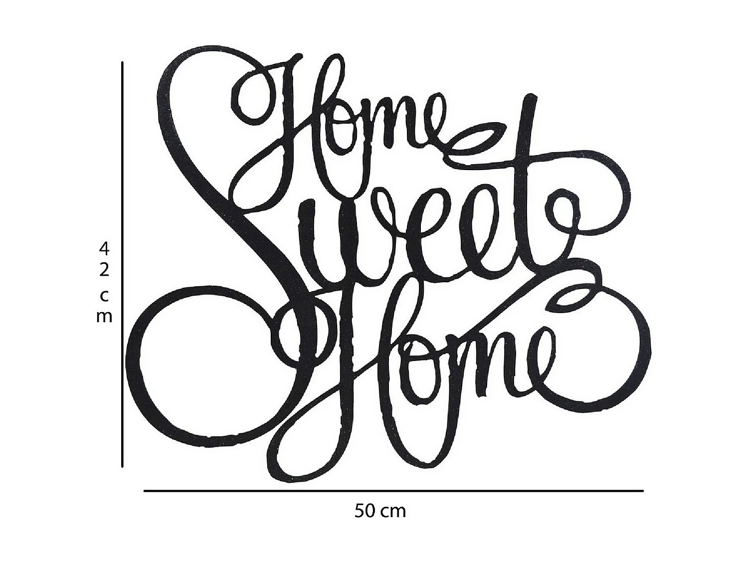 Décoration en Métal Home Sweet Home, Noir, 50x0,16x42 cm, EPIKASA