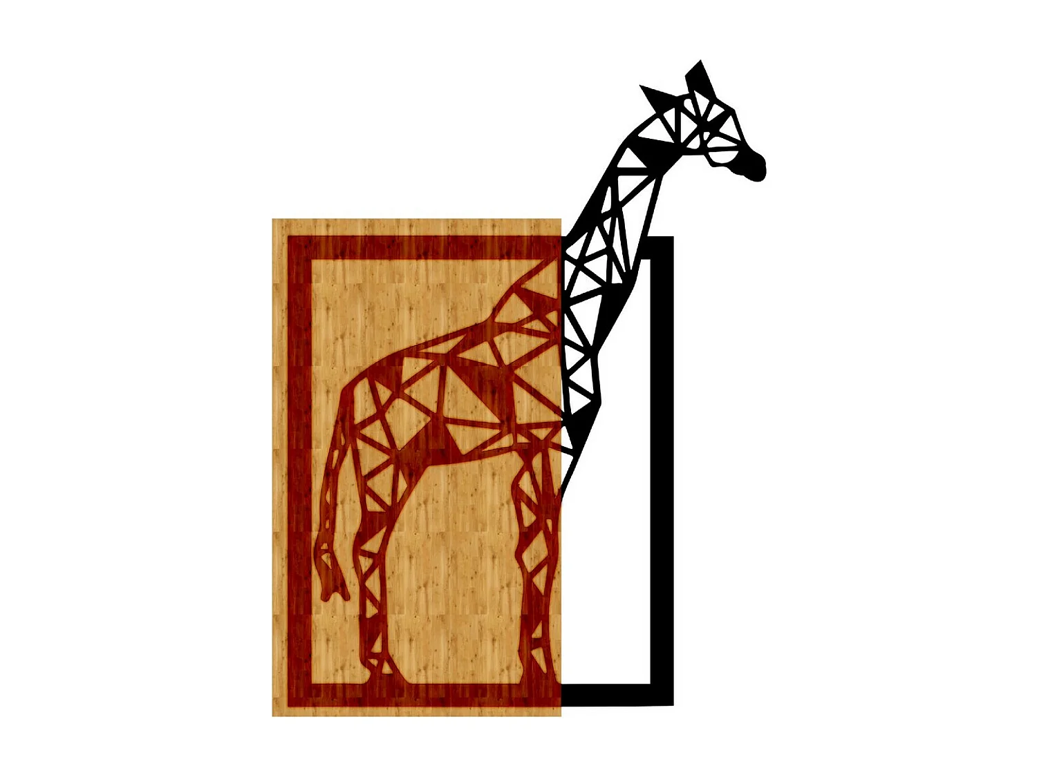 Decoração em Metal e Madeira Girafa 1, Madeira, 50x1,8x67 cm, EPIKASA