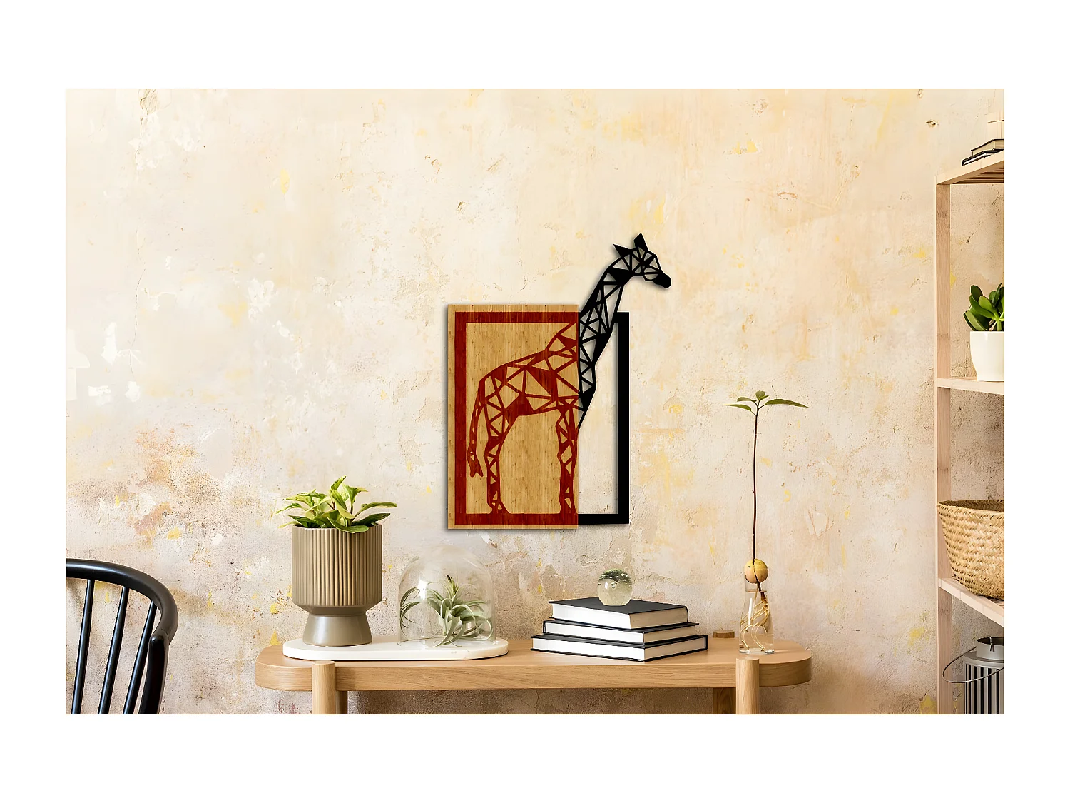 Decoração em Metal e Madeira Girafa 1, Madeira, 50x1,8x67 cm, EPIKASA