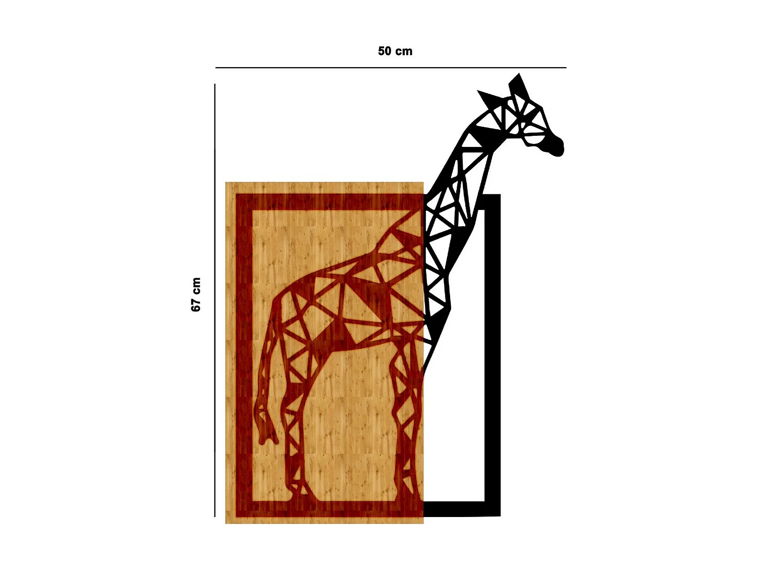 Decoração em Metal e Madeira Girafa 1, Madeira, 50x1,8x67 cm, EPIKASA