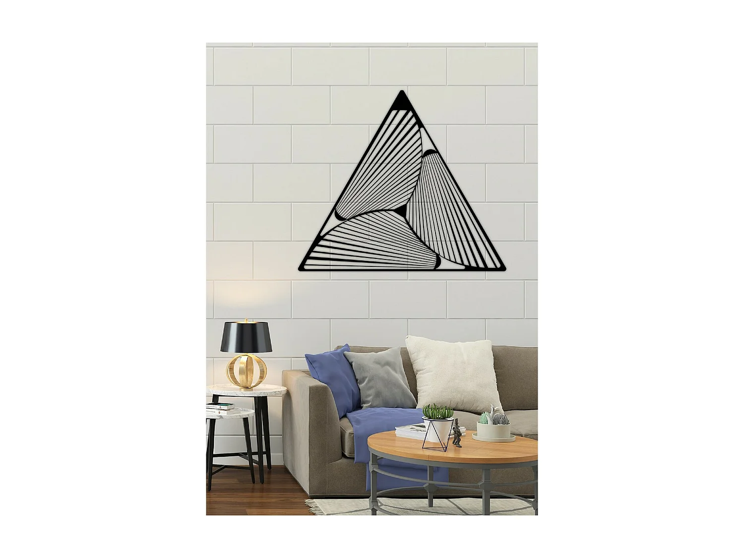 Decoración de Metal Triángulos 11, Negro, 80x3x70 cm, EPIKASA