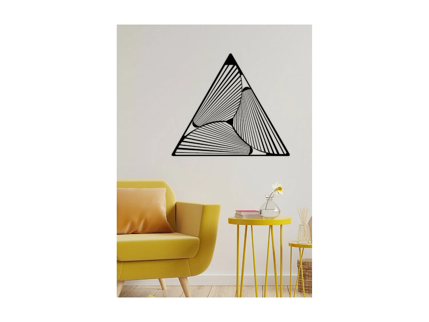 Decoración de Metal Triángulos 11, Negro, 80x3x70 cm, EPIKASA