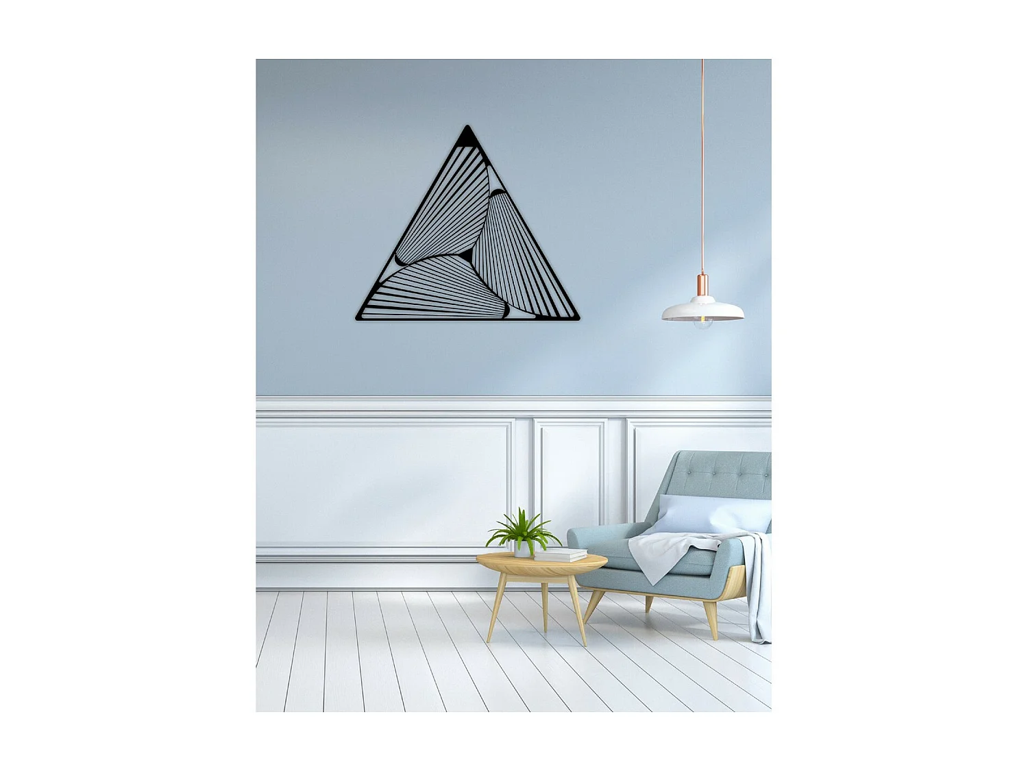 Decoración de Metal Triángulos 11, Negro, 80x3x70 cm, EPIKASA