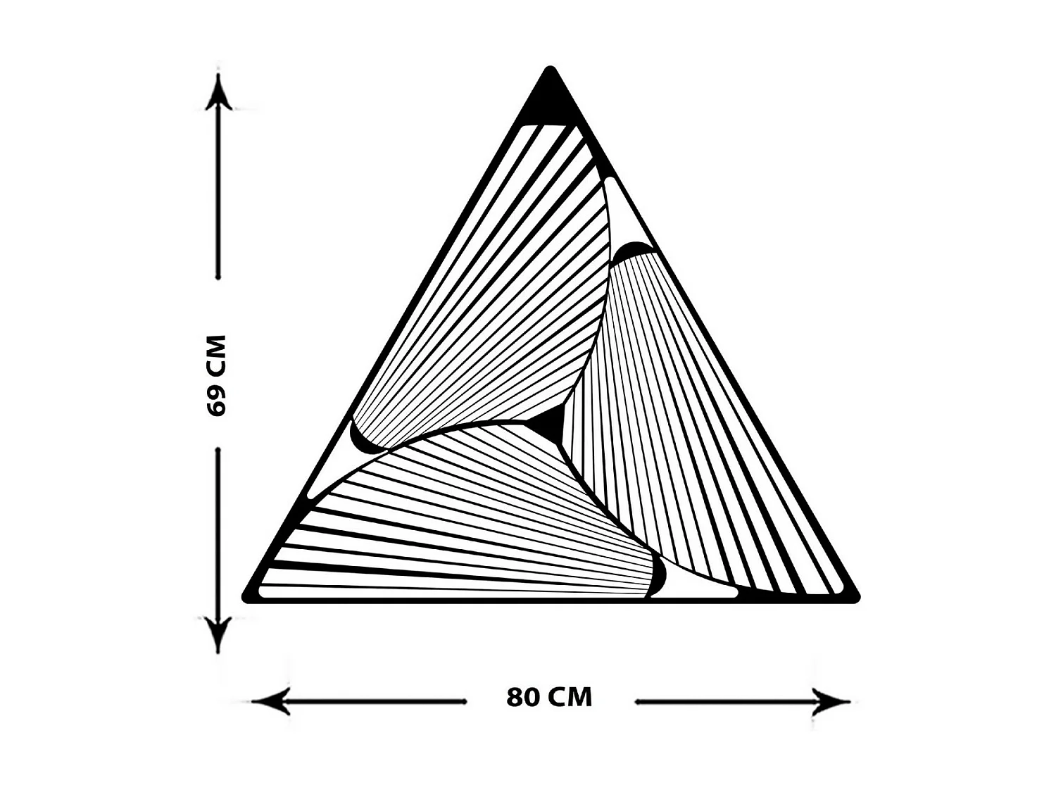 Decoración de Metal Triángulos 11, Negro, 80x3x70 cm, EPIKASA