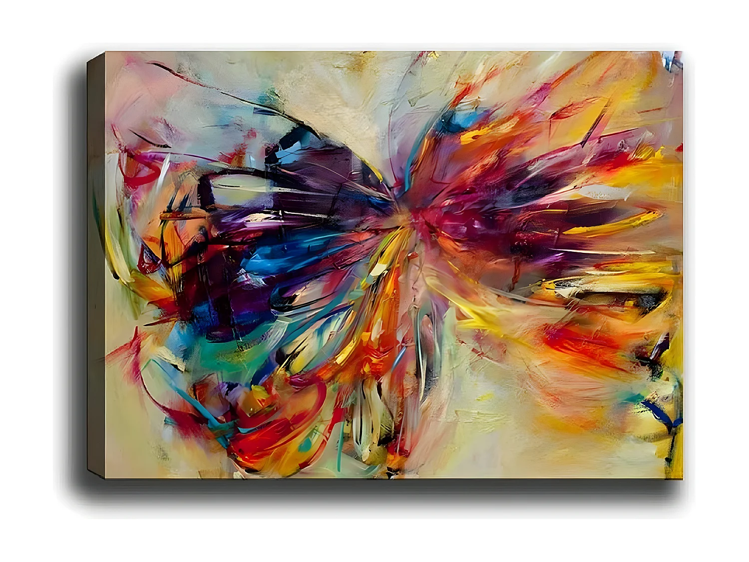 Impression sur Toile Papillon Abstrait, Multicouleur, 100x3x70 cm, DESIGN MANIA