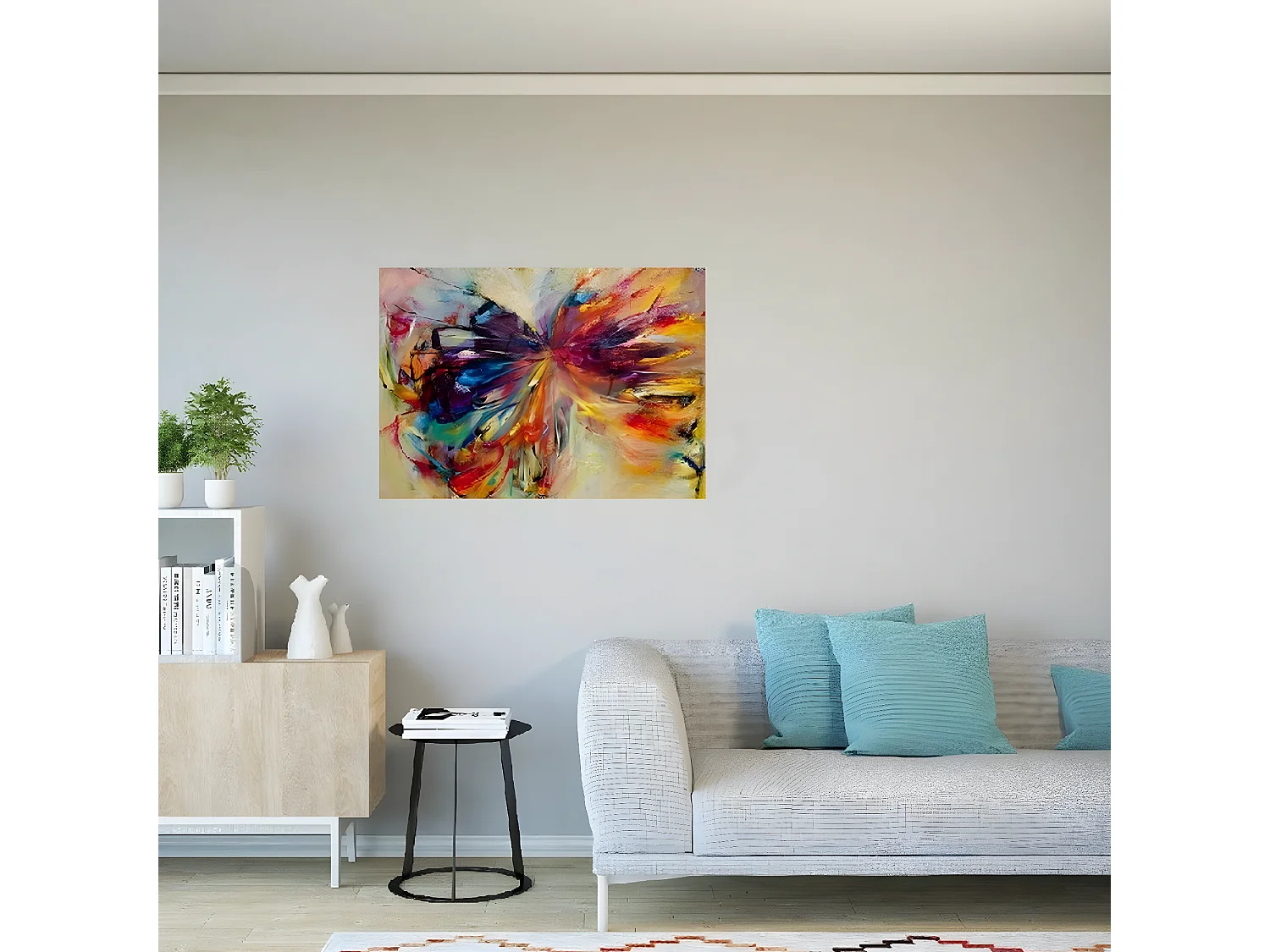 Impression sur Toile Papillon Abstrait, Multicouleur, 100x3x70 cm, DESIGN MANIA