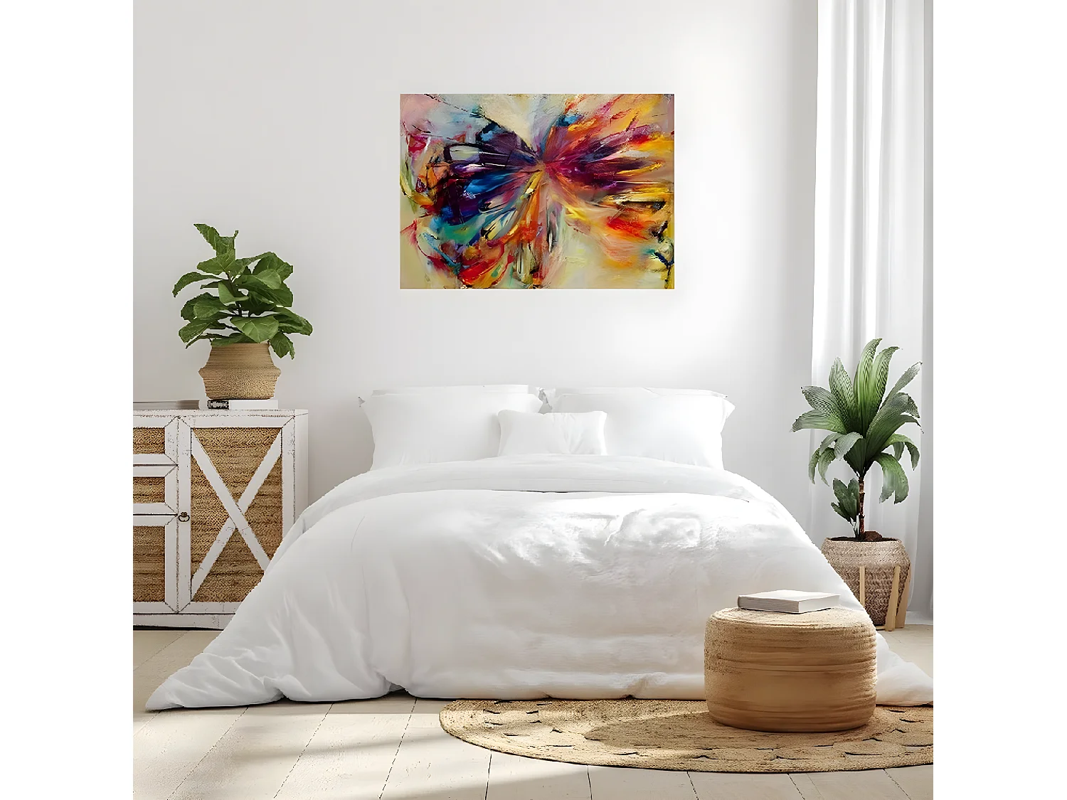 Impression sur Toile Papillon Abstrait, Multicouleur, 100x3x70 cm, DESIGN MANIA