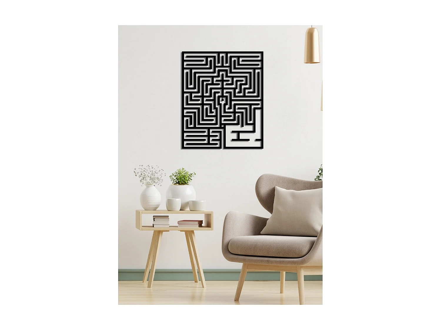 Dekoracja Metalowa Labirynt, Czarny, 59x3x70 cm, EPIKASA