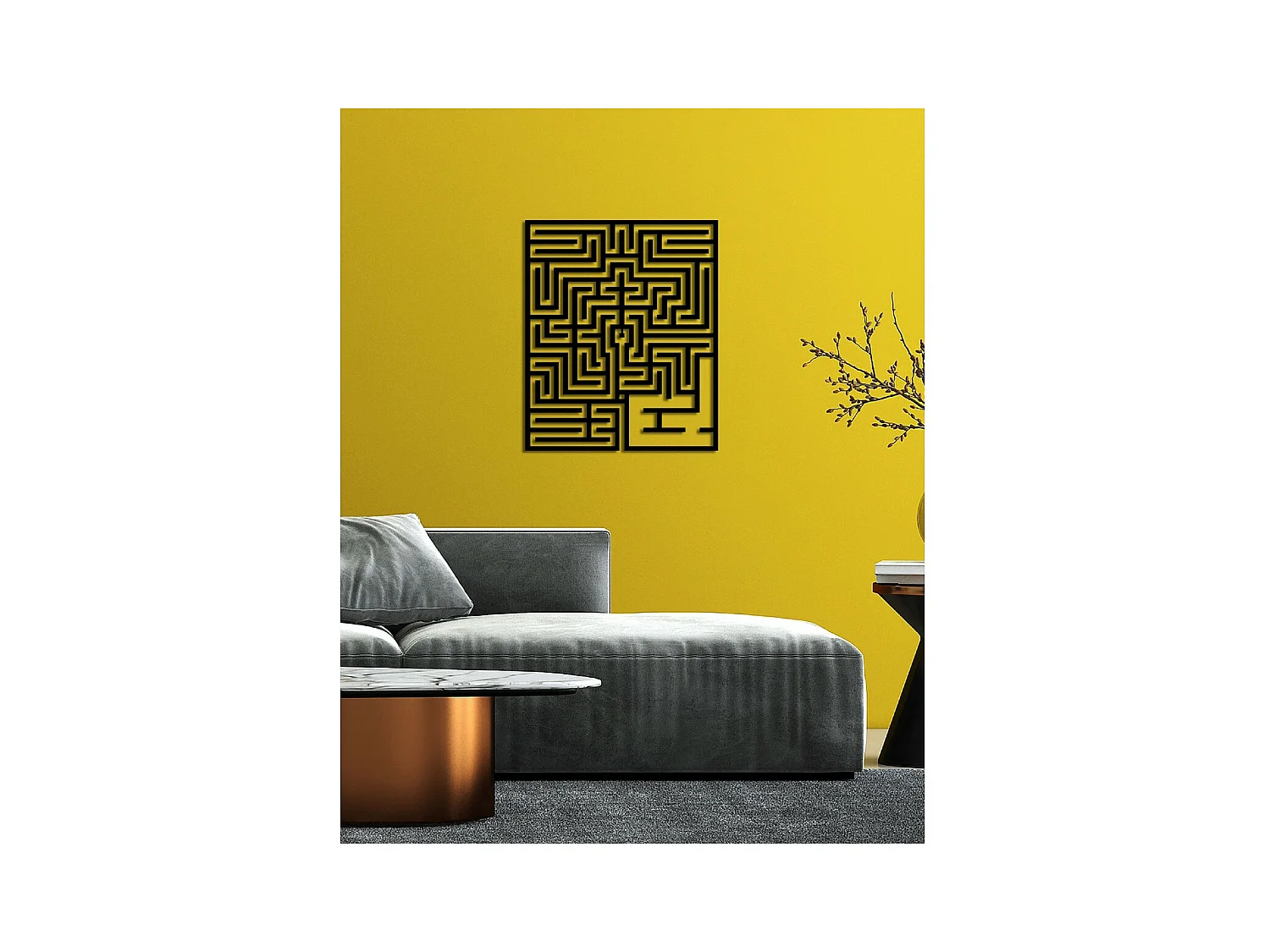 Dekoracja Metalowa Labirynt, Czarny, 59x3x70 cm, EPIKASA