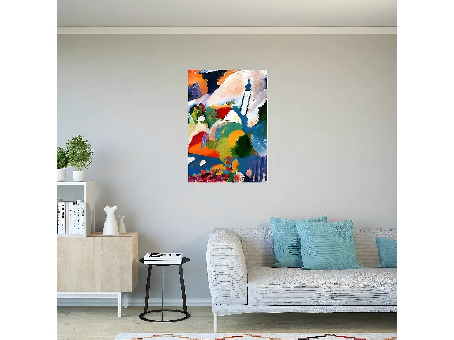 Impression sur Toile Kandinsky Eglise à Murnau, Multicouleur, 50x3x70 cm, DESIGN MANIA