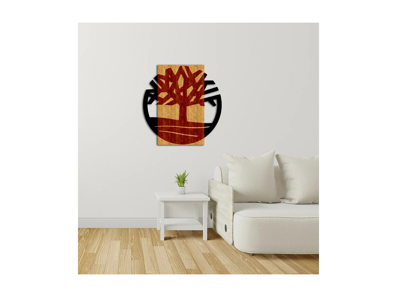 Décoration en Métal et Bois Arbre 3, Bois, 49x1,8x50 cm, EPIKASA