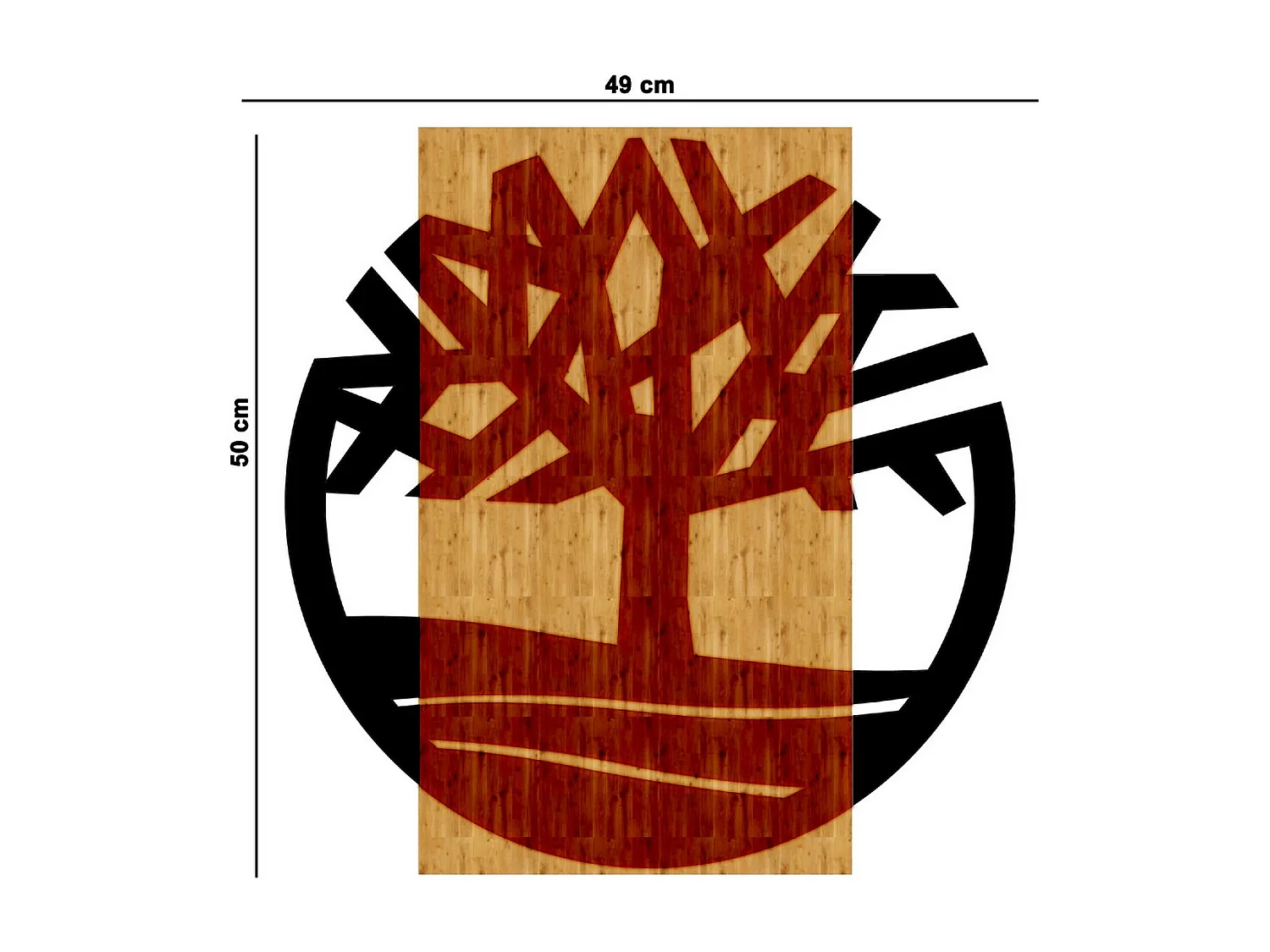 Décoration en Métal et Bois Arbre 3, Bois, 49x1,8x50 cm, EPIKASA