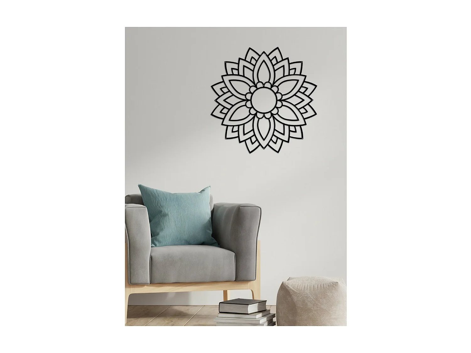 Decorazione in Metallo Mandala, Nero, 60x3x60 cm, EPIKASA