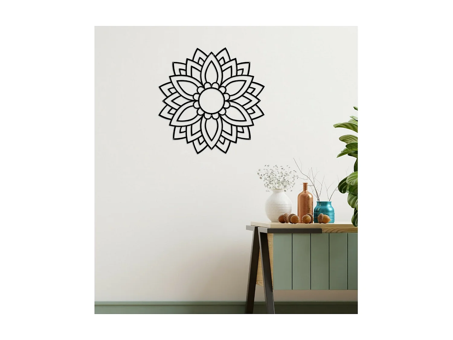 Decorazione in Metallo Mandala, Nero, 60x3x60 cm, EPIKASA