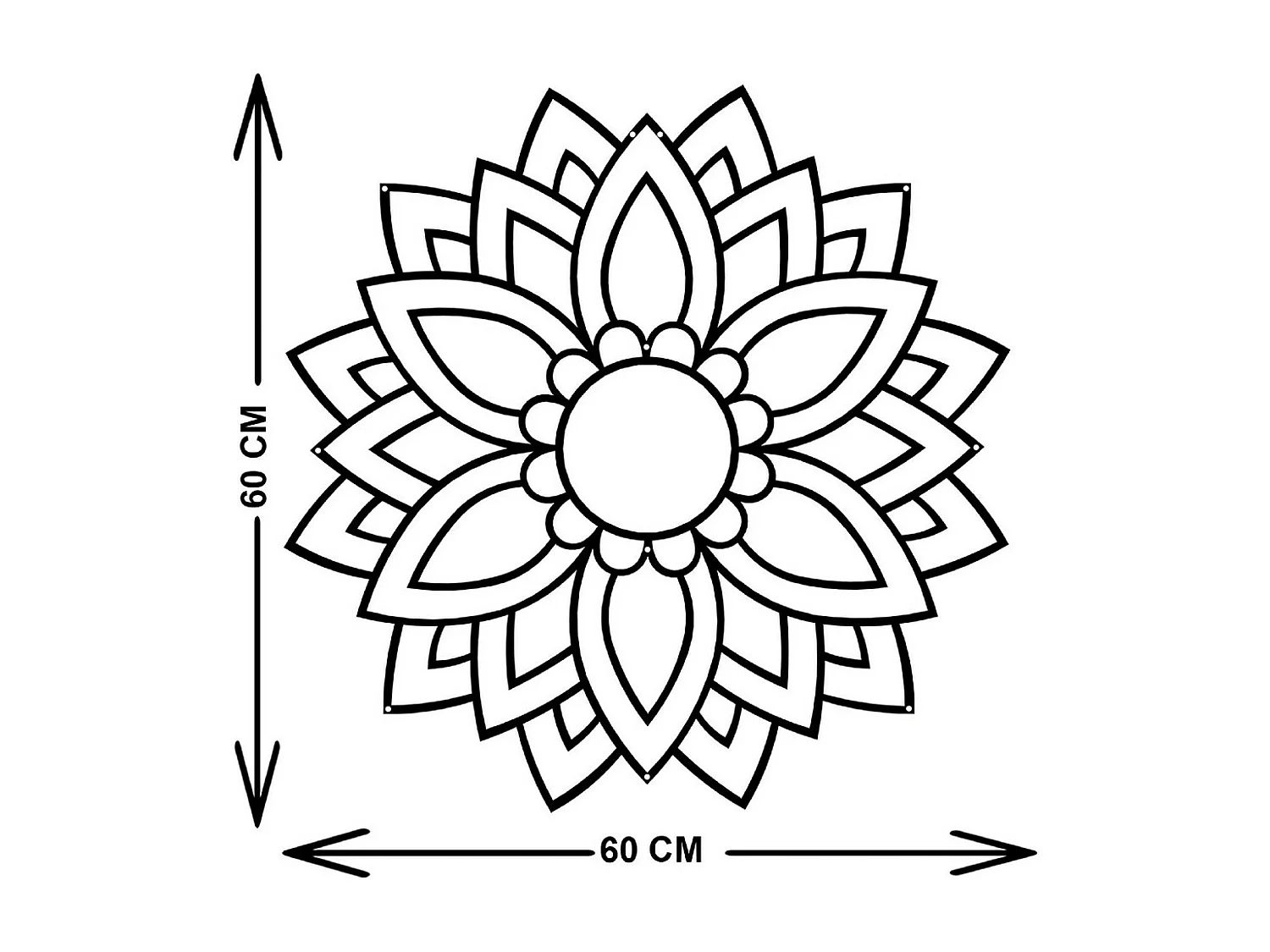 Decorazione in Metallo Mandala, Nero, 60x3x60 cm, EPIKASA