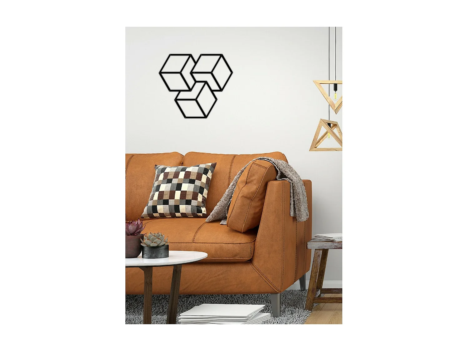 Décoration en Métal Cube 5, Noir, 58x3x50 cm, EPIKASA