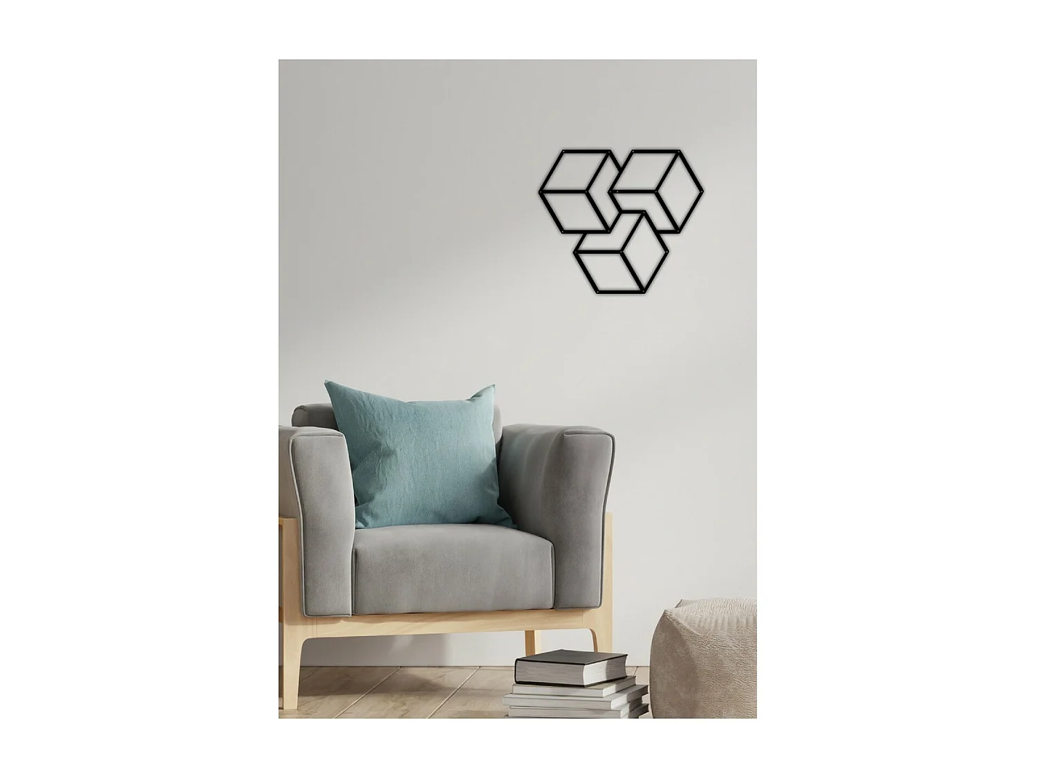 Décoration en Métal Cube 5, Noir, 58x3x50 cm, EPIKASA