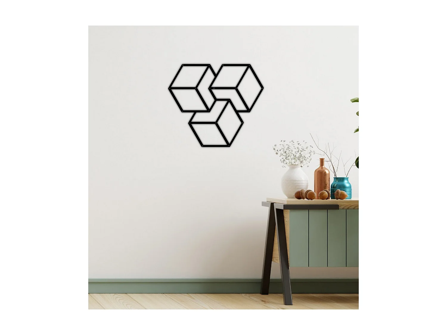 Décoration en Métal Cube 5, Noir, 58x3x50 cm, EPIKASA