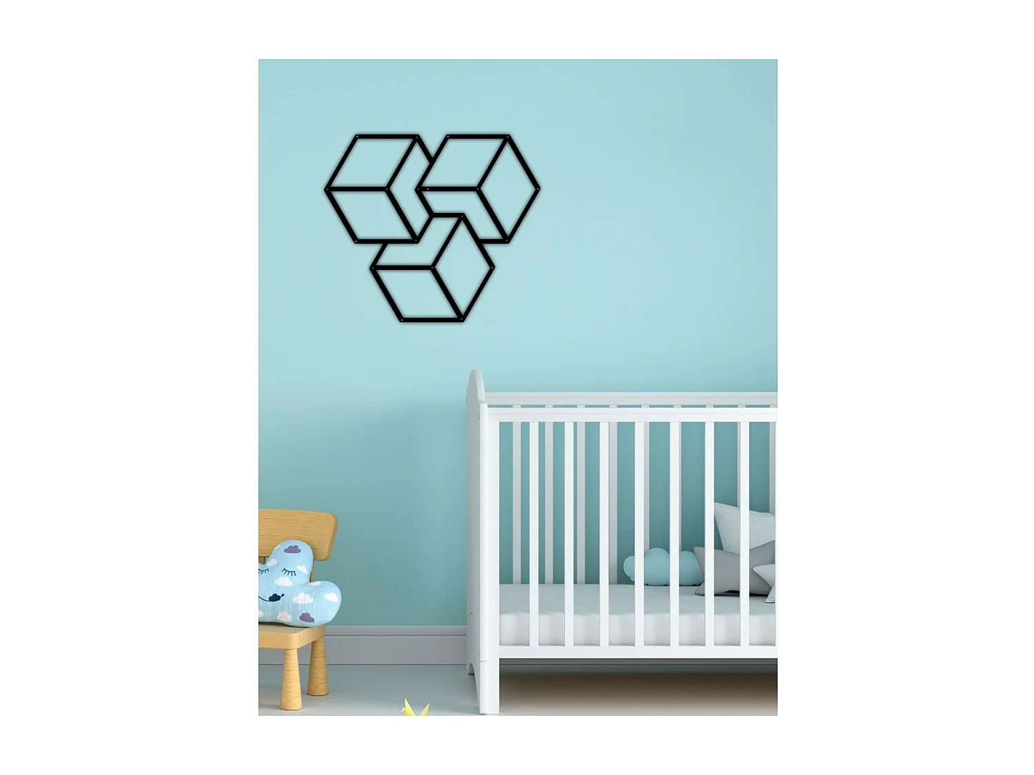 Décoration en Métal Cube 5, Noir, 58x3x50 cm, EPIKASA