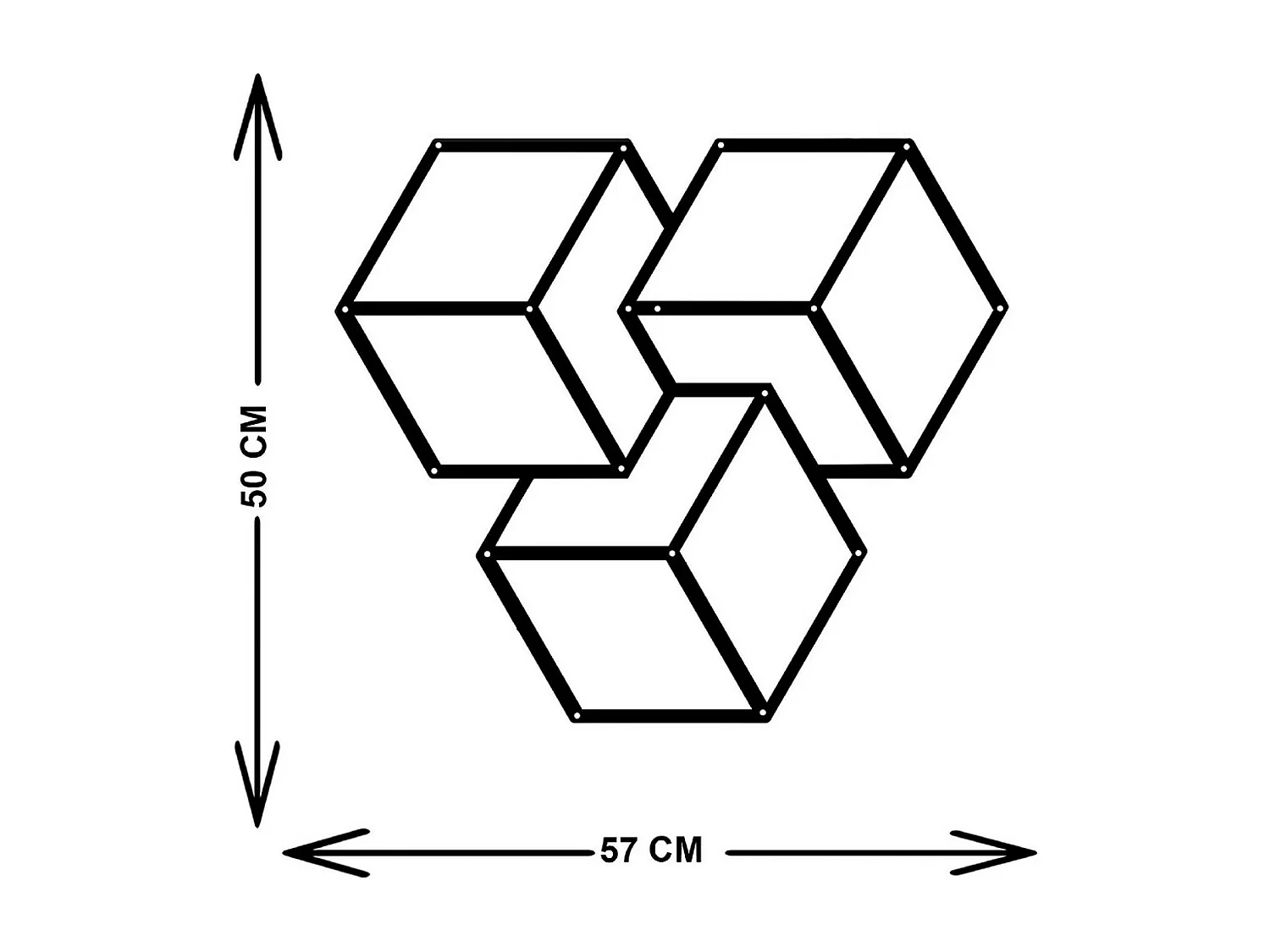 Décoration en Métal Cube 5, Noir, 58x3x50 cm, EPIKASA
