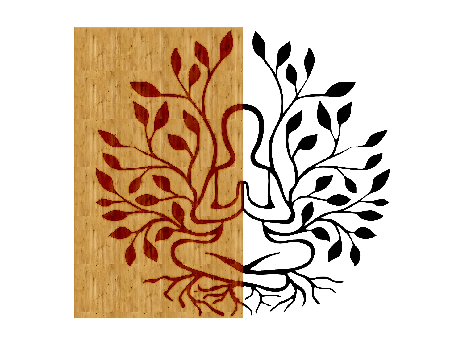 Décoration en Métal et Bois Yoga, Bois, 50x1,8x50 cm, EPIKASA