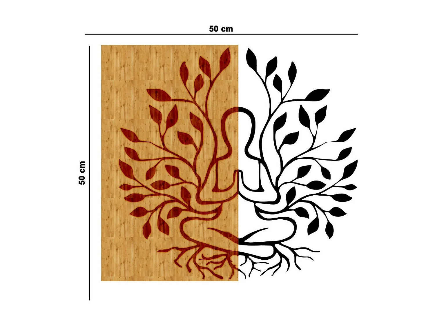 Décoration en Métal et Bois Yoga, Bois, 50x1,8x50 cm, EPIKASA
