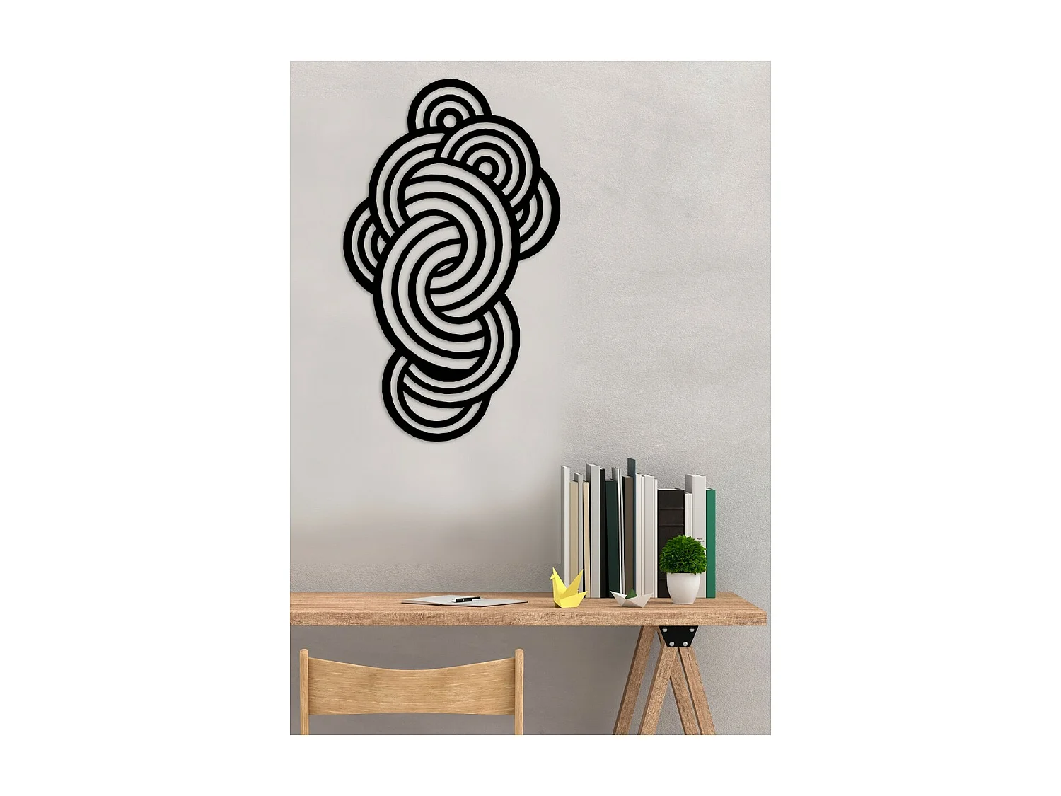 Decorazione in Metallo Cerchi, Nero, 60x3x100 cm, EPIKASA